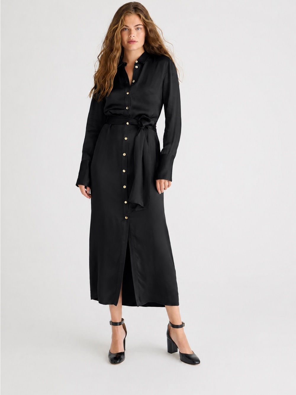 NWT J. CREW BLACK LUSTER CREPE DRAPEY SHIRTDRESS DRESS SZ 10